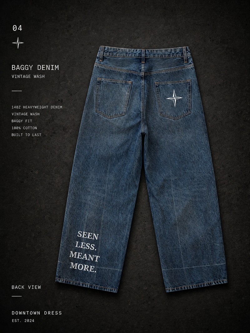 Vintage Wash Baggy Denim Jeans